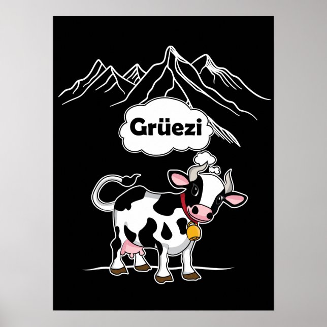 Affiche Vache suisse - Grüezi - Suisse Voyage (Devant)