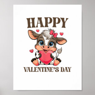 Affiche Vache Valentine's Day Heart Gifts tee drôle Vache
