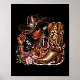 Affiche Vachère occidentale de pays texan afro-américaine 