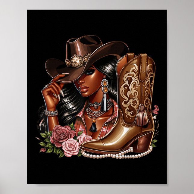 Affiche Vachère occidentale de pays texan afro-américaine  (Devant)
