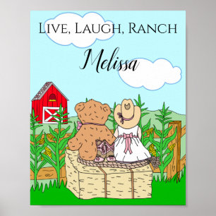 Affiche Vachère personnalisée mignonne et ours en peluche