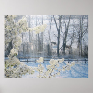 Affiche Vaches dans un champ en hiver