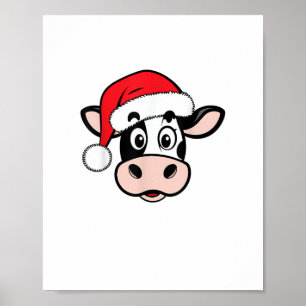 Affiche Vaches de Noël Père Noël mignonne Noël Heifer Fill