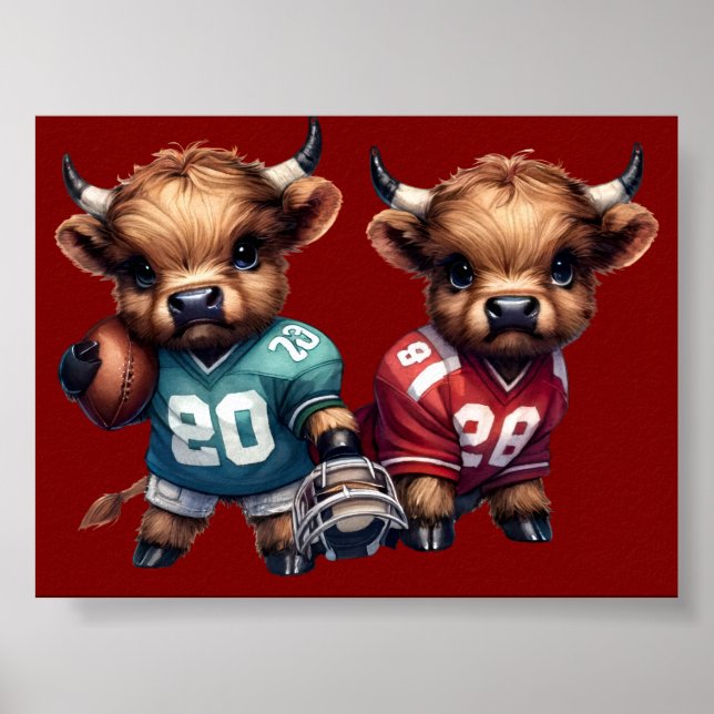 Affiche Vaches Highland et football (Devant)