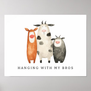 Affiche Vaches mignonnes accrochant avec mes Bros