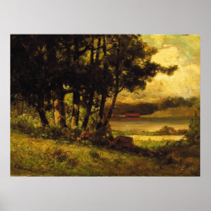 Affiche Vaches pâturant près de la rivière - Edward Banist