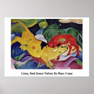 Affiche Vaches, Rouge Vert Jaune Par Marc Franz