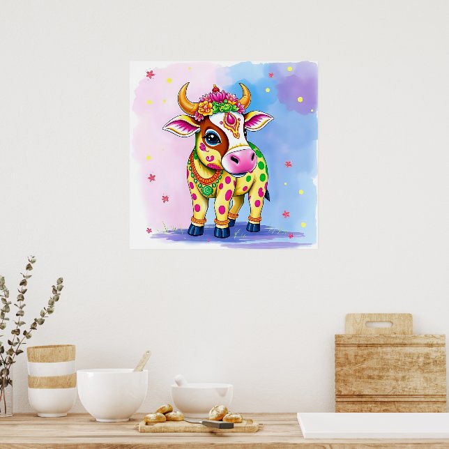 Affiche Vaches sacrées déguisées pour Diwali (Cuisine)