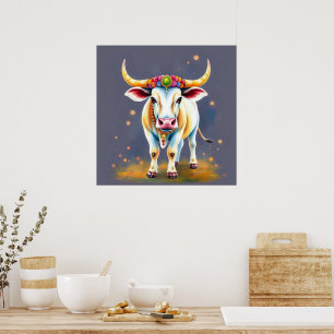 Affiche Vaches sacrées déguisées pour Diwali