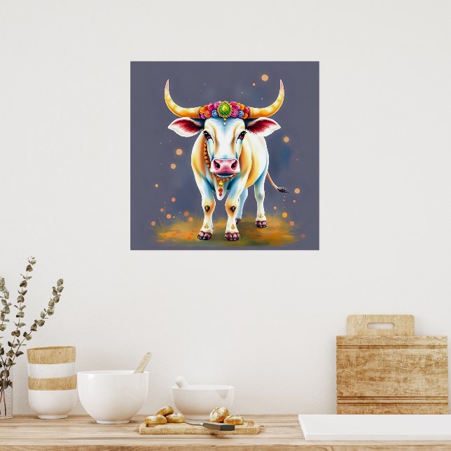 Affiche Vaches sacrées déguisées pour Diwali (Cuisine)