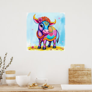 Affiche Vaches sacrées déguisées pour Diwali