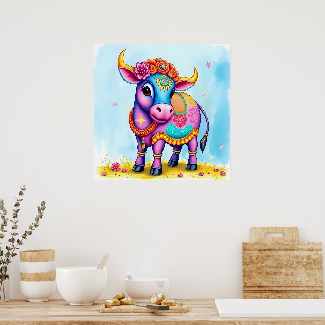 Affiche Vaches sacrées déguisées pour Diwali (Cuisine)