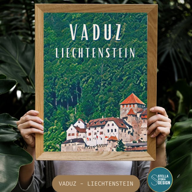 Affiche Vaduz, capitale cachée du Liechtenstein (Vaduz est la capitale du Liechtenstein. Siège du gouvernement de la principauté, )