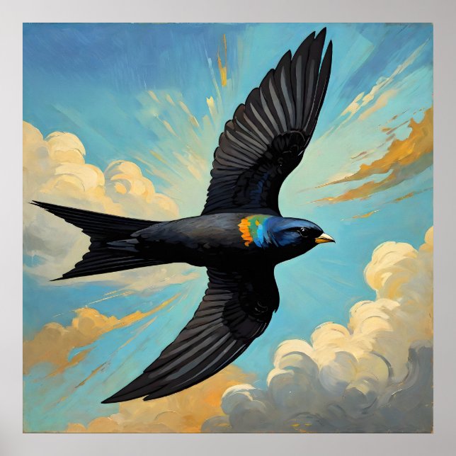 Affiche Vagabond sans Effort : Portrait d'Oiseau Swift Col (Devant)