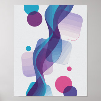 Affiche Vague Abstraite avec formes colorées