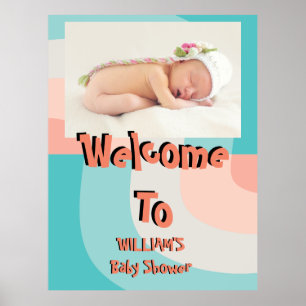 Affiche Vague arc-en-ciel colorée Baby shower Abstrait