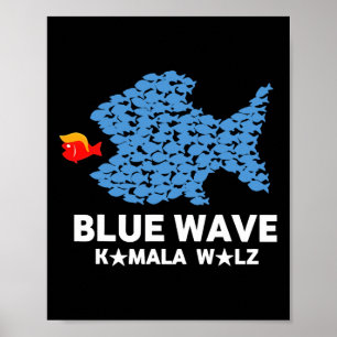 Affiche Vague Bleue 2024 Gros Poissons Amusants Mangez Pet