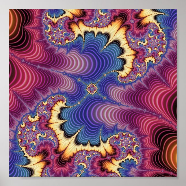 Affiche Vague Cosmique Fractal Abstrait d'Art (Devant)