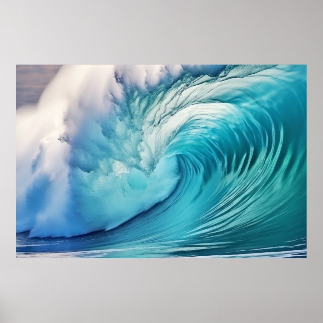 Affiche Vague courbée Océan Force Nature Mer (Devant)