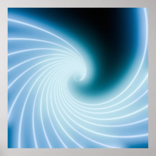 Affiche Vague d'art en ligne néon bleu lumineux