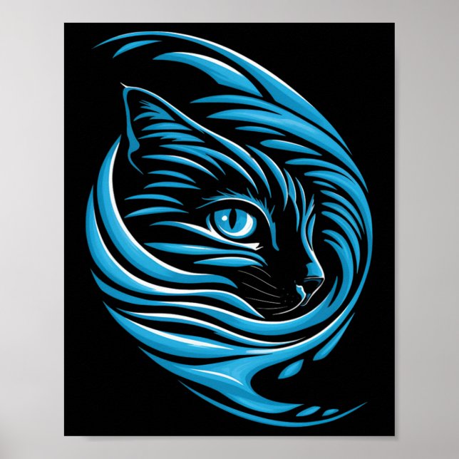 Affiche Vague De Chat Bleu Pour Kamala 47 Drôle Chat Dames (Devant)