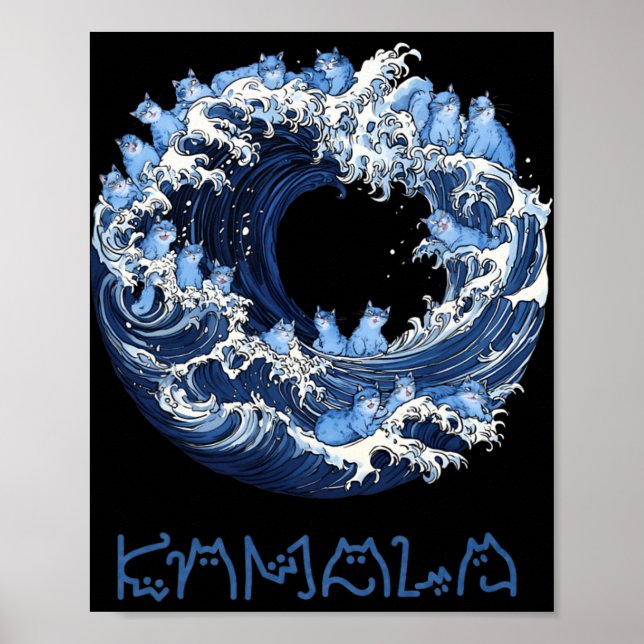 Affiche Vague De Chats Bleus Pour Kama (Devant)