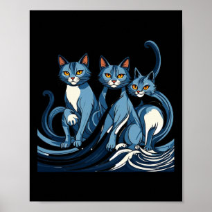 Affiche Vague De Chats Bleus Pour Kamala Drôle Trump Vague