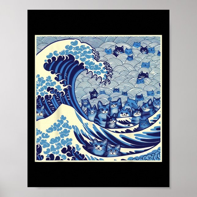 Affiche Vague De Chats Pour Kamala Drôle Dame Chat (Devant)