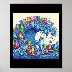 Affiche Vague De Chats Pour Kamala Funny Chat Lady 1