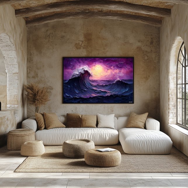 Affiche Vague de coucher de soleil majestueux dans un styl (Créateur téléchargé)