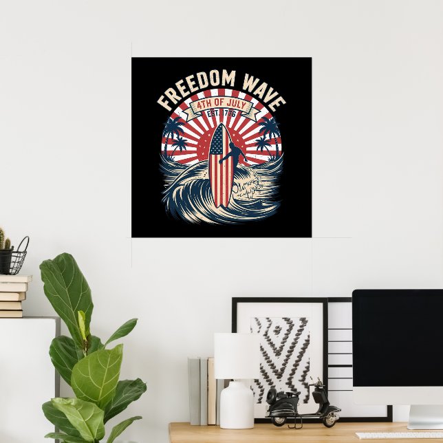 Affiche Vague de liberté 4 juillet (Bureau à domicile)