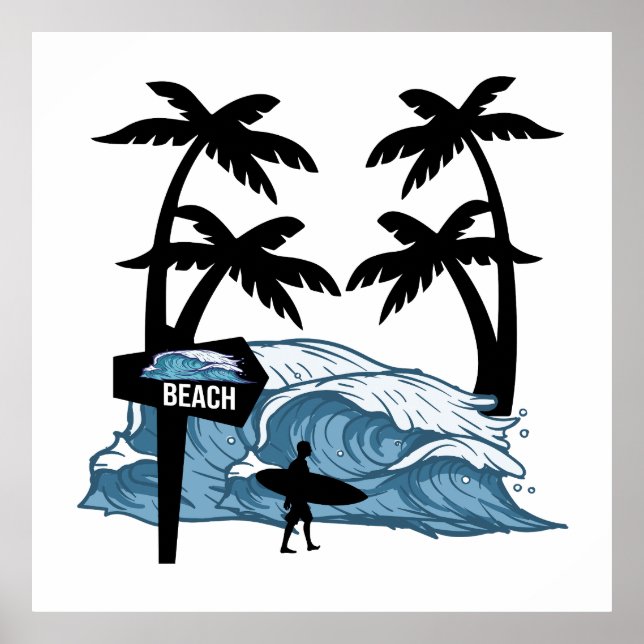 Affiche Vague de plage Funny (Devant)