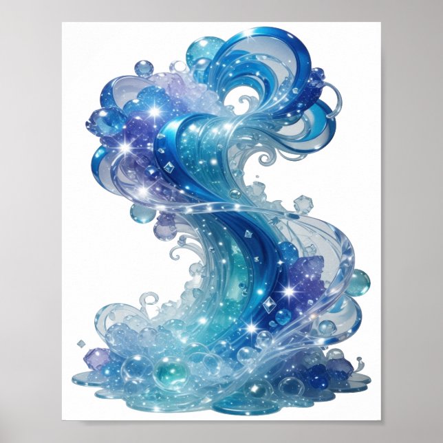 Affiche Vague d'eau BLEU FROID (Devant)