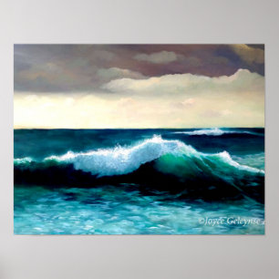 Affiche Vague déferlante, peinture de marine, vague déferl