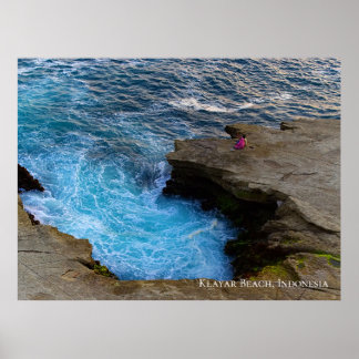 Affiche Vague déferlante Tourbillon océanique Roches océan