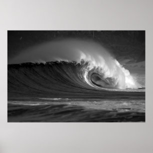 Affiche Vague épique de Java - Surf noir et blanc