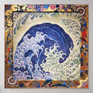 Affiche Vague féminine, Hokusai