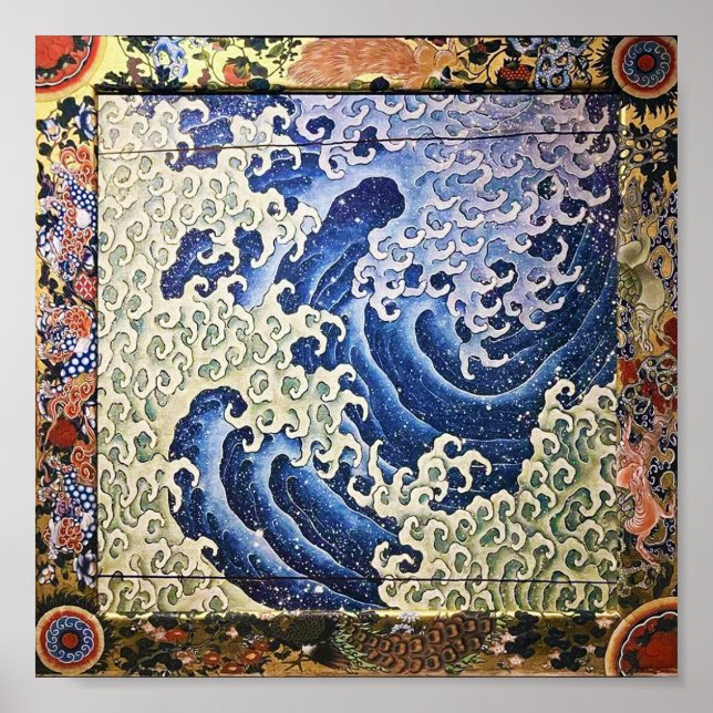 Affiche Vague masculine, Hokusai (Devant)