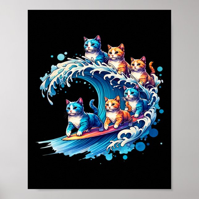Affiche Vague Mignonne De Chats Bleus Pour Kamala Funny 2 (Devant)
