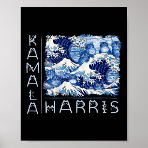 Affiche Vague Mignonne De Chats Bleus Pour Kamala Harris D