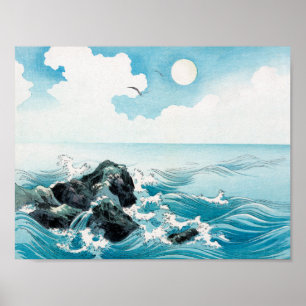 Affiche Vague océanique à l'île de Kojima - Woo japonaise 