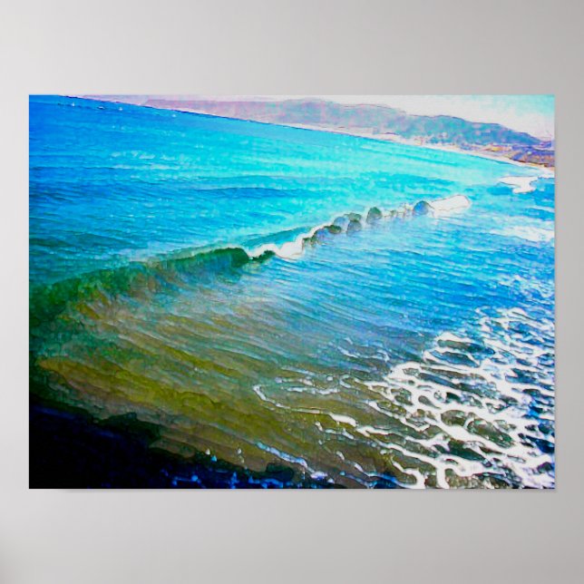 Affiche Vagues à l'aquarelle  (Devant)