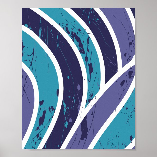 Affiche Vagues Abstraites avec éclaboussures de peinture (Devant)