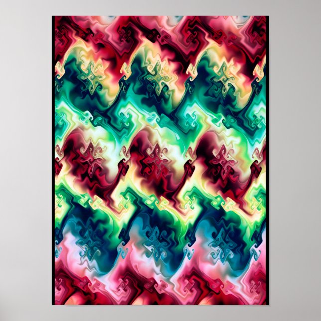 Affiche Vagues Abstraites de couleur (Devant)