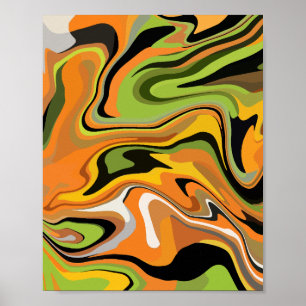 Affiche Vagues Abstraites de couleurs d'automne