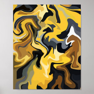 Affiche Vagues Abstraites dorées