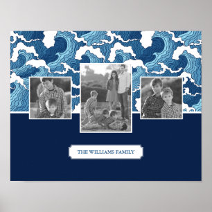 Affiche Vagues Abstraites   Photos de famille et texte  Mo