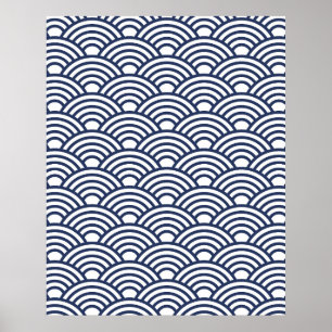 Affiche Vagues anciennes de Seigaiha japonais