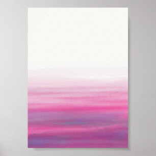 Affiche Vagues Aquarelle Rose Violet