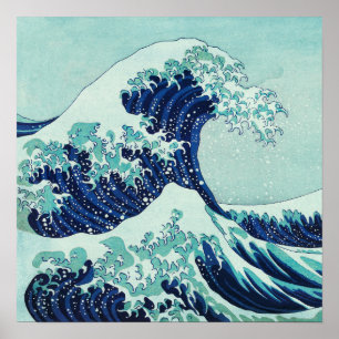Affiche Vagues bleues Hokusai